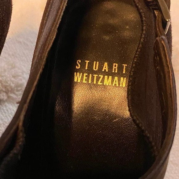 Stuart Weitzman Brown Suede Leather Stiletto Heel Boots Pointed Toe Size 8 - Picture 7 of 7